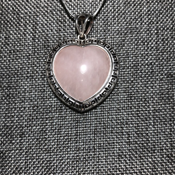 Jewelry - PINK QUARTZ NECKLACE 925 SILVER Aztec design